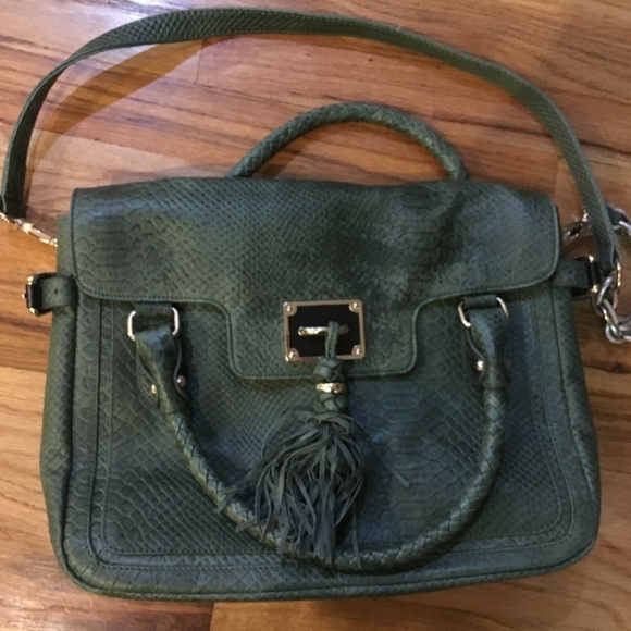 New Elliott Lucca Olive Green Leather Satchel - Picture 1 of 7